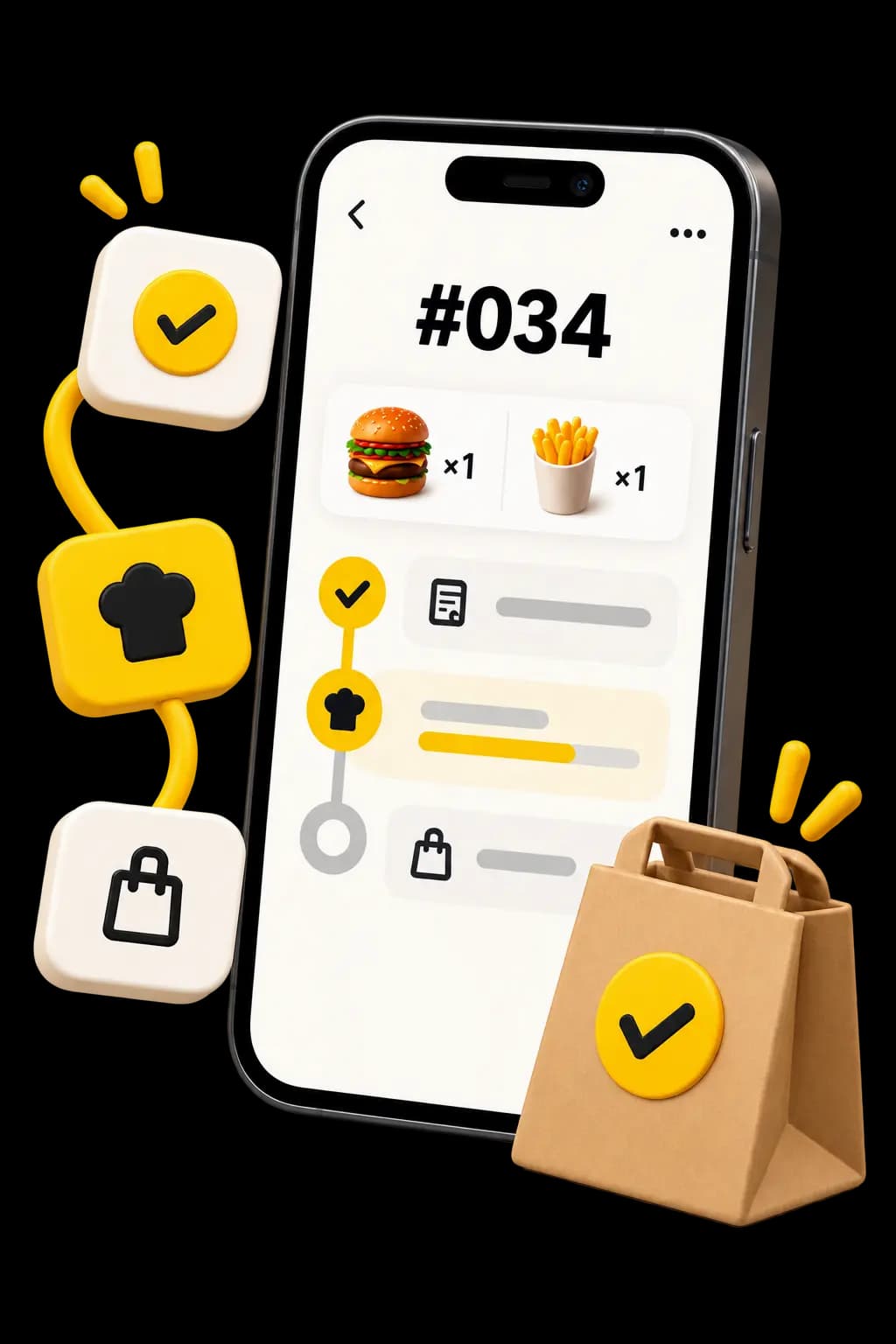 Mobile status page for a takeaway order