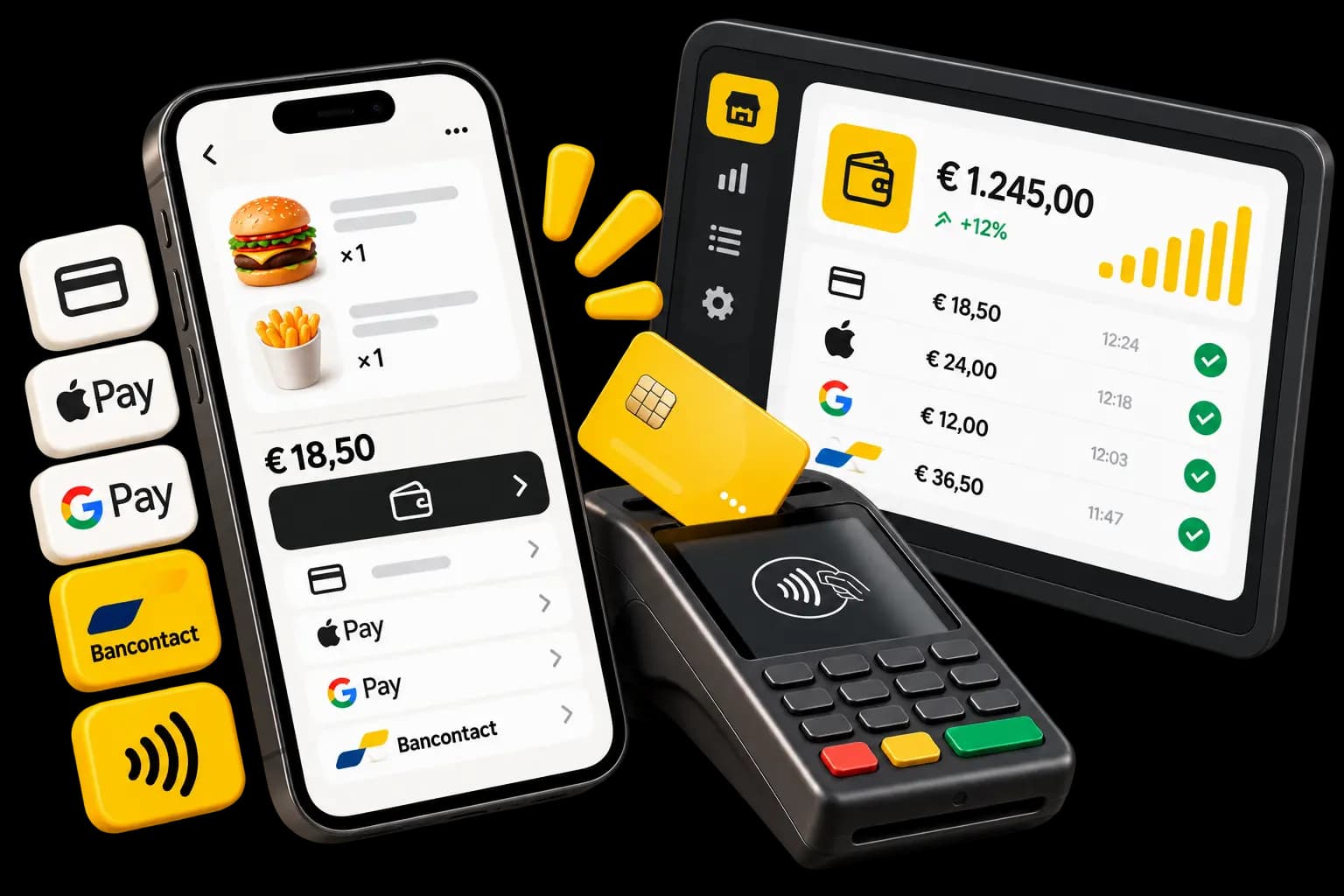 Payment methods offered on a takeaway order