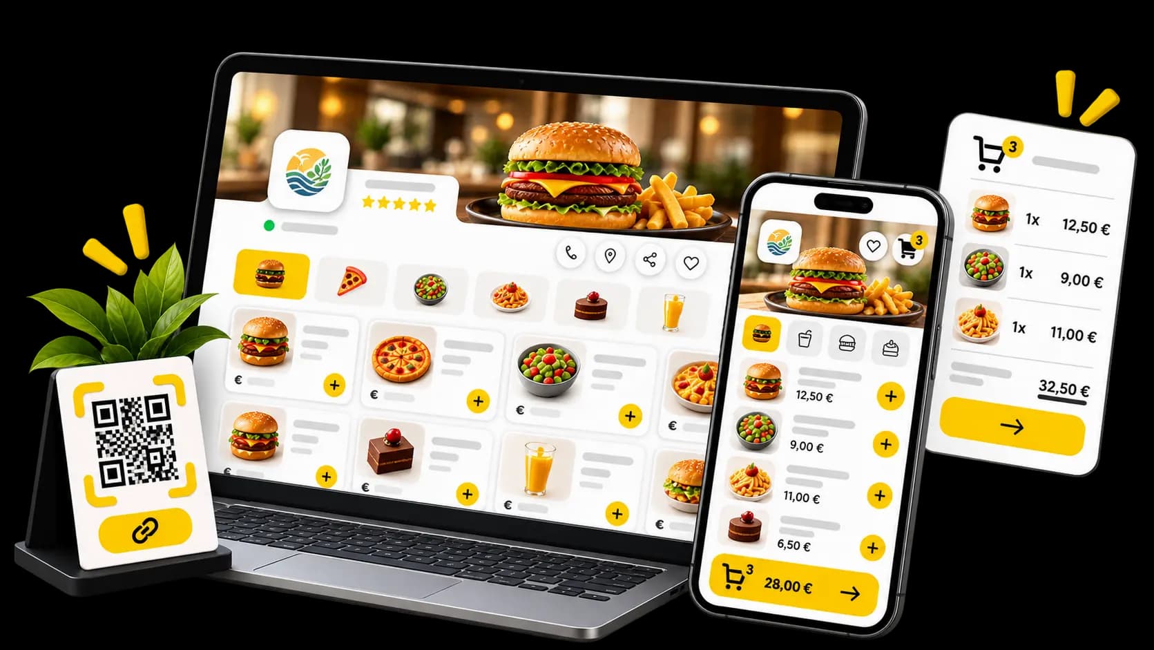 A venue’s online takeaway ordering page showing its menu and basket