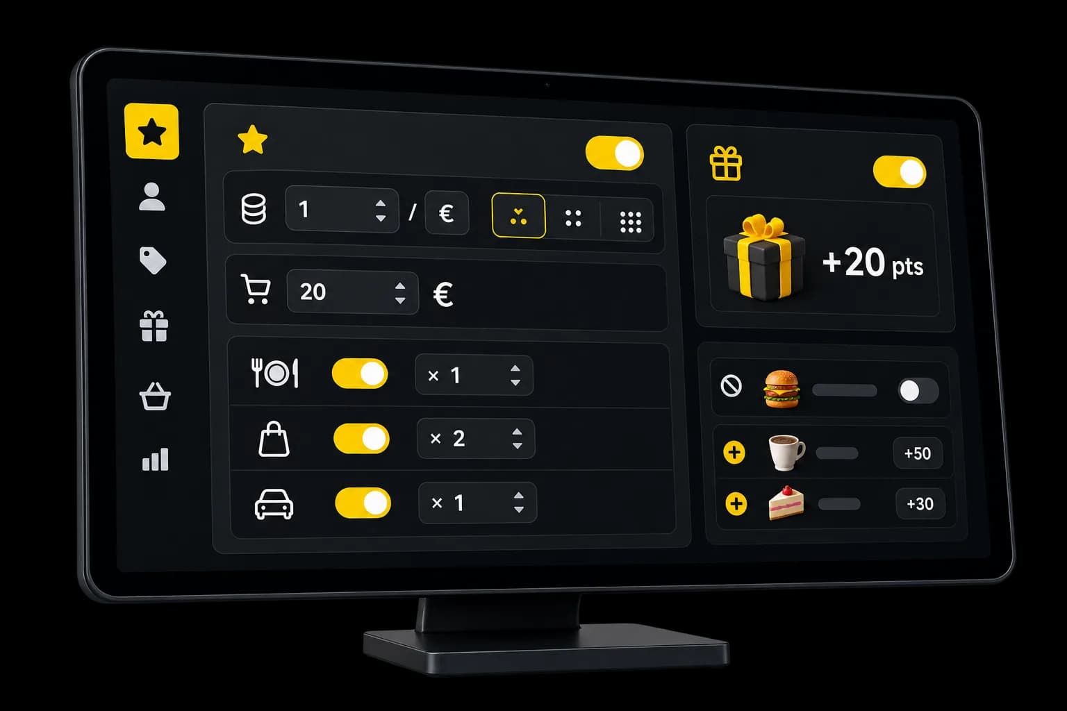 Programme settings: points per euro, rounding and a minimum order