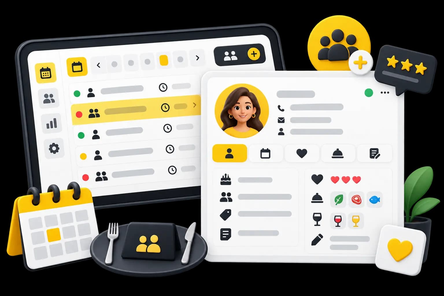 A guest profile with booking history and service notes