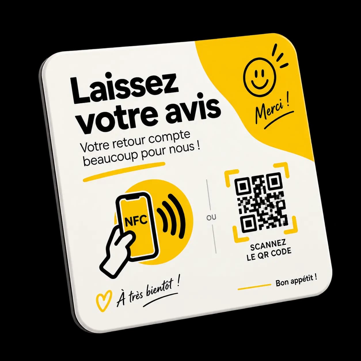 Plaque NFC Waiterr d'avis clients pour restaurants